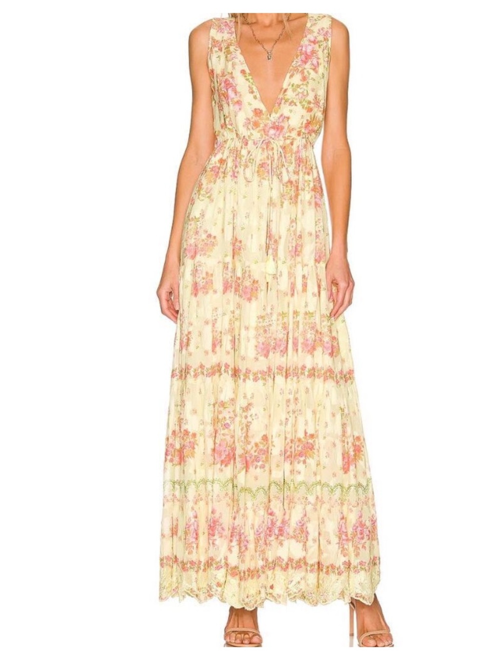Hemant & Nandita Livia Maxi Dress Small Floral Boho Cottagecore Romantic NWOT